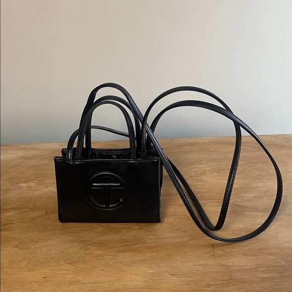 Telfar small black bag double straps handles vegan leather - Picture 1 of 13